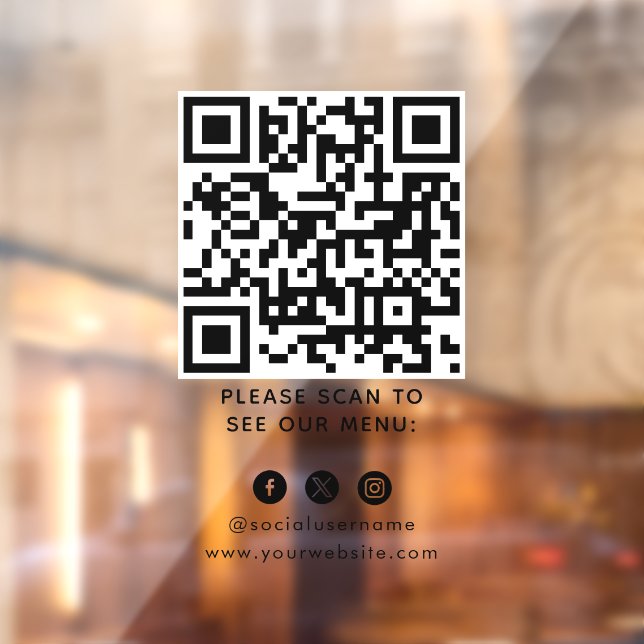 Vinilos Para Cristales Código QR Logo del Menú Negro Cafetería Moderna si (Hoja 2)