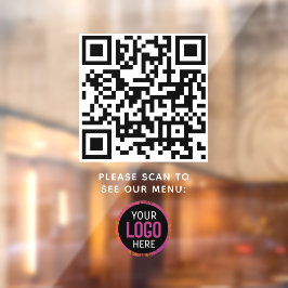 Vinilos Para Cristales Código QR Logotipo del menú negro Café moderno sin