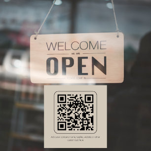 Vinilos Para Cristales Código QR Minimalista de Texto Personalizado Crema