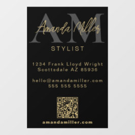 Vinilos Para Cristales Código QR Monograma Minimalista moderno negro y or