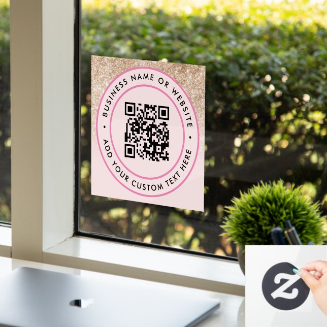 Vinilos Para Cristales Código QR | Negocios Mínimo Escaneable Redondo (Oficina)