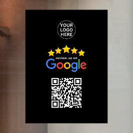 Vinilos Para Cristales Código QR negro de 5 estrellas de reseña de Google