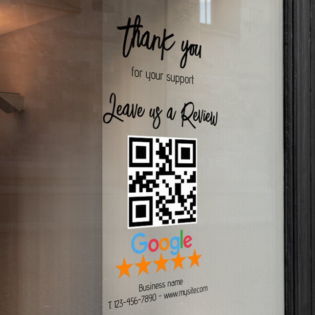 Vinilos Para Cristales Código QR negro de Google Review My Business (Google Review My Business Black Qr Code Window Cling)
