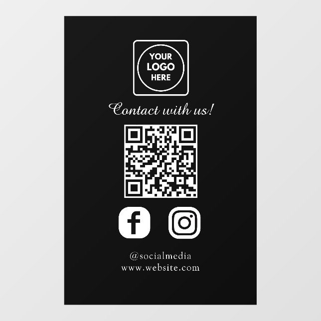 Vinilos Para Cristales Código QR negro personalizado | Pantalla de redes  (Hoja)