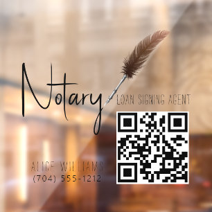 Vinilos Para Cristales Código QR Notario Minimalista Marrón y Blanco