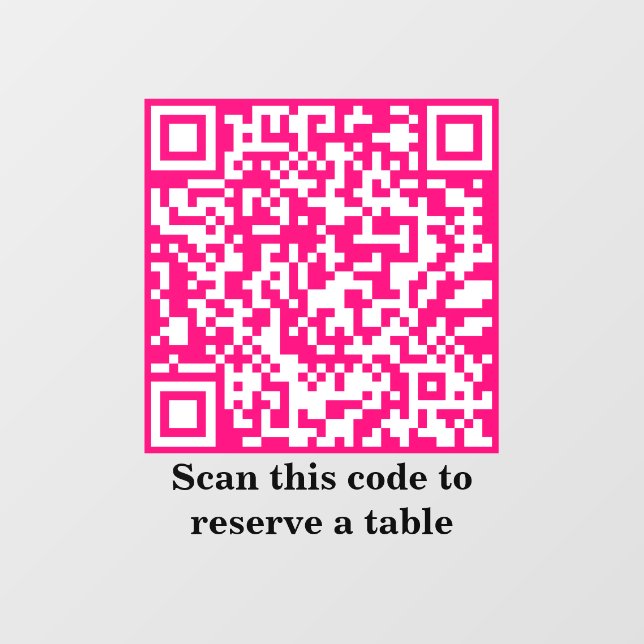 Vinilos Para Cristales Código QR rosa caliente | Reserva de tabla | (Hoja)