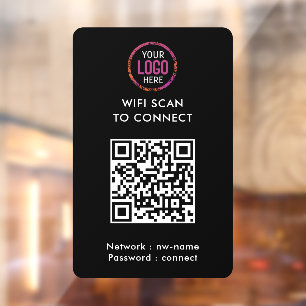 Vinilos Para Cristales Código QR Wifi Escanea el logotipo negro de la e