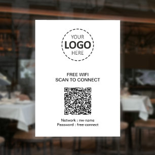 Vinilos Para Cristales Código QR WIFI y ventana de logotipo de empresa Se