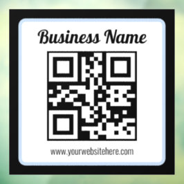 Vinilos Para Cristales Código QR y texto editables con borde azul claro