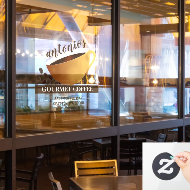 Vinilos Para Cristales Coffee Cup Beans Dirección de negocios (ventana del restaurante)