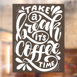 Vinilos Para Cristales Coffee Time, cafetería Window Cling