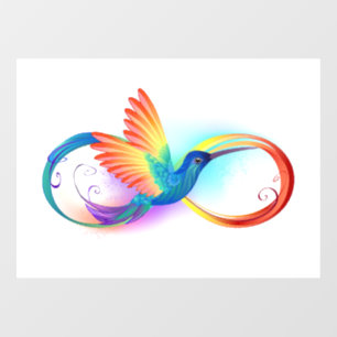 Vinilos Para Cristales Colibrí arcoíris con símbolo de infinito