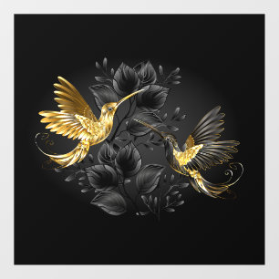 Vinilos Para Cristales Colibrí negro y dorado
