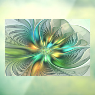Vinilos Para Cristales Colorida Fantasía Moderna Abstracto Flor Fractal