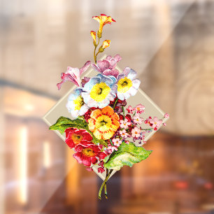 Vinilos Para Cristales Colorido Bouquet Vintage Floral Art Primrose Store