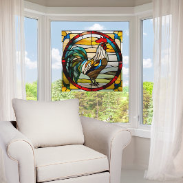 Vinilos Para Cristales Colorido Rooster Faux StainGlass