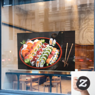 Vinilos Para Cristales Comida Pescado Arroz Japonés Atún Sushi Sashimi