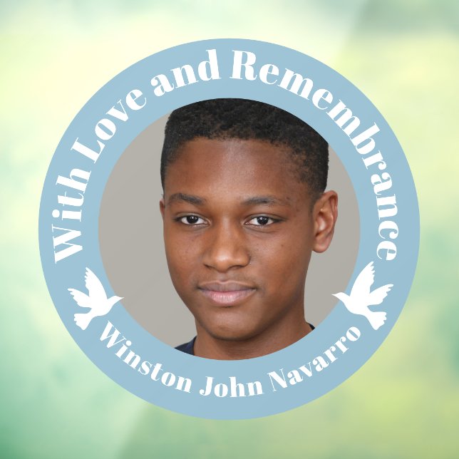 Vinilos Para Cristales Con amor azul dos palomas blancas recuerdo de foto (Hoja 3)