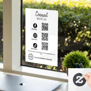 Vinilos Para Cristales Conecta con nosotros Código QR de redes sociales E
