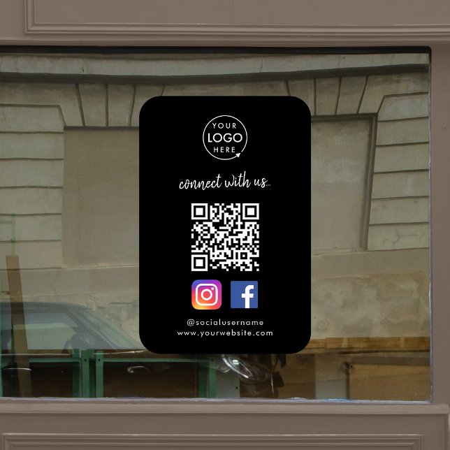Vinilos Para Cristales Conectarse con nosotros | Red social QR Code Black (Subido por el creador)