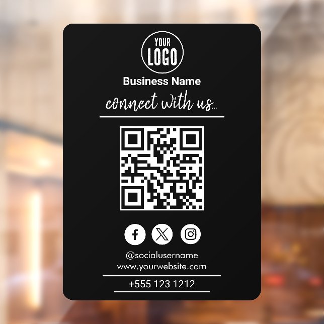 Vinilos Para Cristales Conectarse con nosotros | Red social QR Code White (Hoja 2)