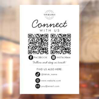 Vinilos Para Cristales Conéctese con Nosotros Código QR de Redes Sociales
