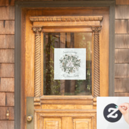 Vinilos Para Cristales Conejos muertos en una floral corona de invierno