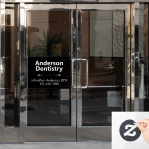 Vinilos Para Cristales Consulta Dental Negro y Blanco Nombre del Dentista