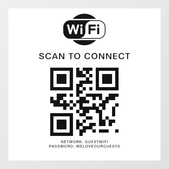 Vinilos Para Cristales Contraseña Wifi | Escanear Código QR para Conectar (Hoja)