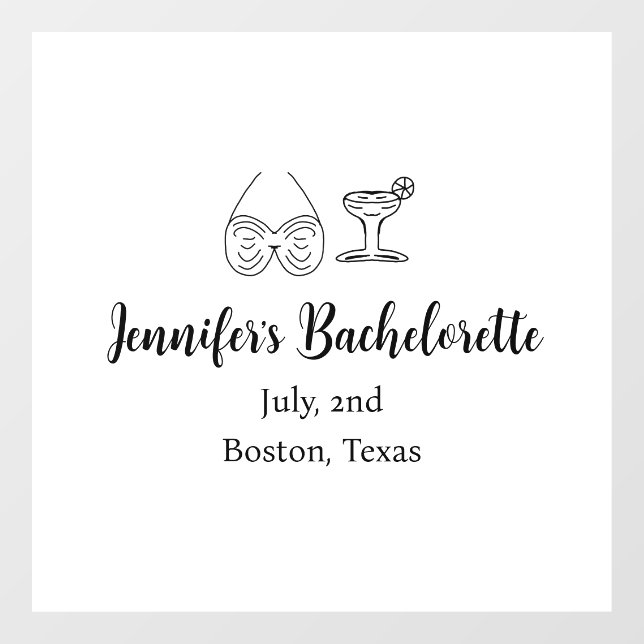 Vinilos Para Cristales Copa de cóctel de bikini fiesta de soltera agregar (Hoja)