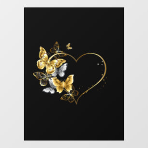 Vinilos Para Cristales Corazón con mariposas doradas