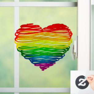 Vinilos Para Cristales Corazón de colores de arcoíris de SlipperyJoe gara