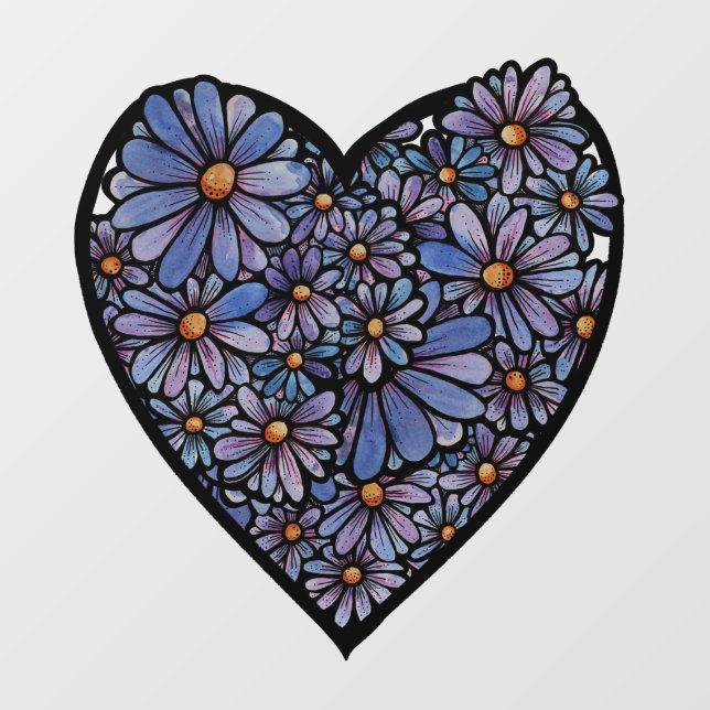 Vinilos Para Cristales Corazón de flores (Hoja)