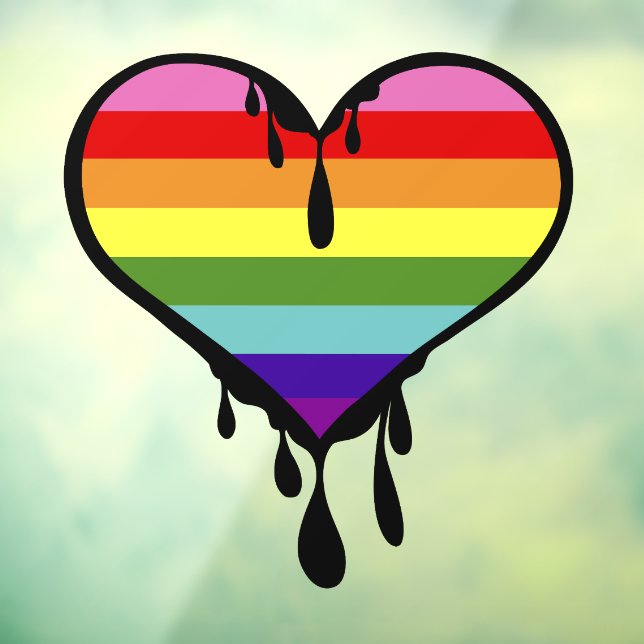 Vinilos Para Cristales Corazón Goteante Orgullo Arcoíris (Hoja 3)