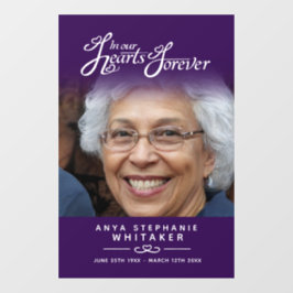 Vinilos Para Cristales Corazones para siempre tributo funerario morado co