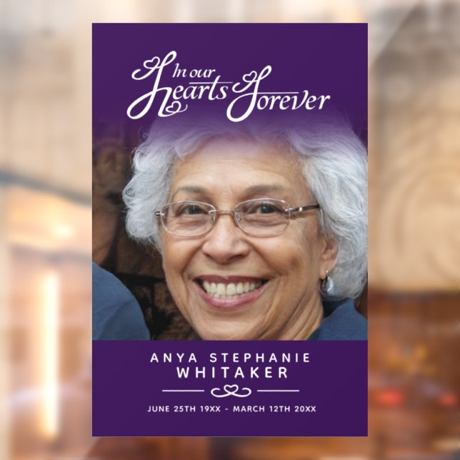 Vinilos Para Cristales Corazones para siempre tributo funerario morado co (Hoja 2)