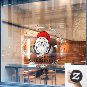 Vinilos Para Cristales Corona de Navidad del Gnomo Claus Santa Feliz Navi