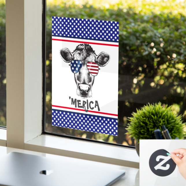Vinilos Para Cristales Cow divertida norteamericana Hipster (Oficina)