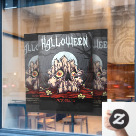 Vinilos Para Cristales Cráneo espeluznante y Halloween con colinas zombis