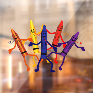 Vinilos Para Cristales Crayones Ventana de felicidad preescolar Cling