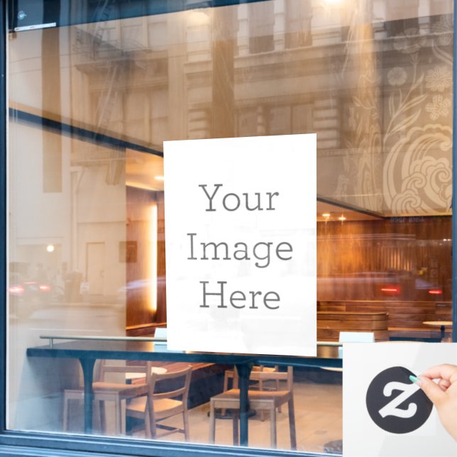 Adhesivo para ventanas, Tamaño: , Esitlo: Diseño opaco: sobre una base blanca completa, Forma: Rectangular, Mostrar: Reverso de la calcomanía (Ventana de cafetería)