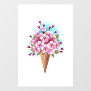 Vinilos Para Cristales Crema rosa de hielo Sakura Waffle Cone