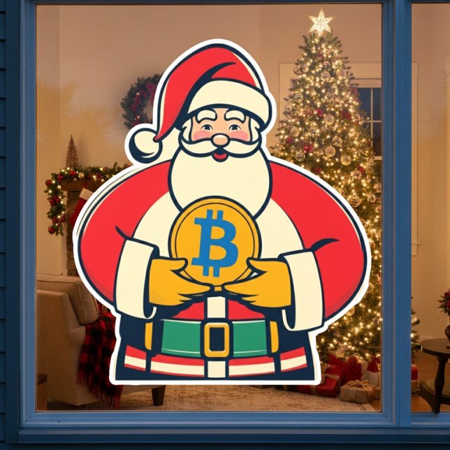 Vinilos Para Cristales Crypto Claus Adorno Navideño para Ventana (Crypto Claus Holiday Window Cling)