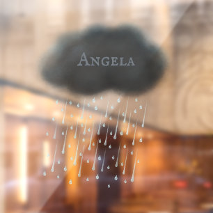 Vinilos Para Cristales Cuidada caprichosa de la nube de lluvia gris perso