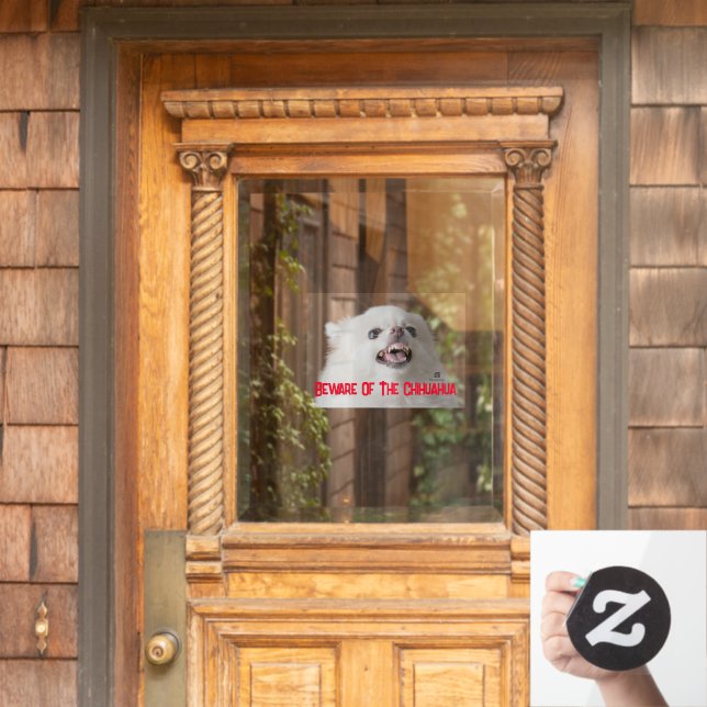 Vinilos Para Cristales Cuidado Con El Chihuahua - Personalizable (Puerta de casa)