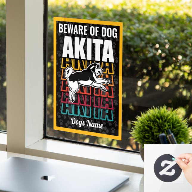 Vinilos Para Cristales Cuidado personalizado con la advertencia del perro (Oficina)