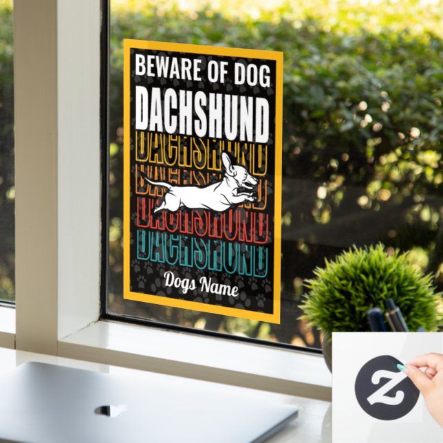 Vinilos Para Cristales Cuidado personalizado con la advertencia del perro (Oficina)