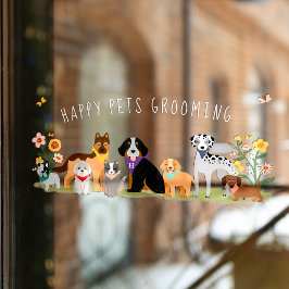 Vinilos Para Cristales Cuidados de mascotas familiares de Mascota feliz, 