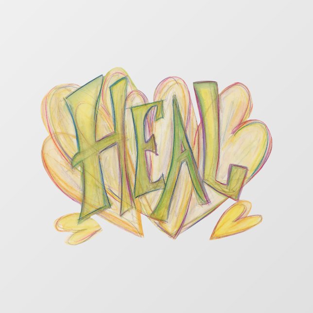 Vinilos Para Cristales Curación de Corazones Palabra Arte Inspirador Clin (Hoja)