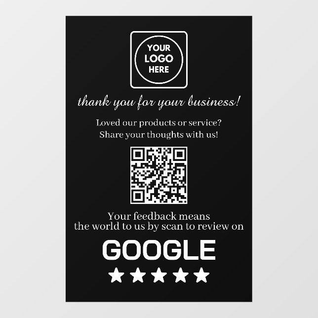 Vinilos Para Cristales Custom Black QR Code | Google Reviews Display (Hoja)